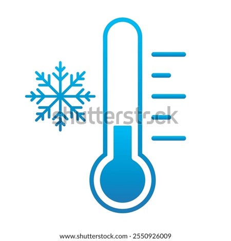 Cold temperature icon, keep frozen label, thermometer with snowflake vector illustration on white background. Cold Weather Flat Sign. Storage in refrigerator and freezer. Weather forecast snowy winter