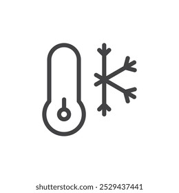 Ícone de temperatura fria Símbolo de arte delineado fino