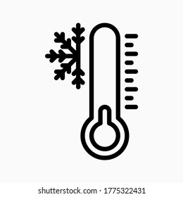 cold temperature icon vector. thermometer symbol isolated for any purposes