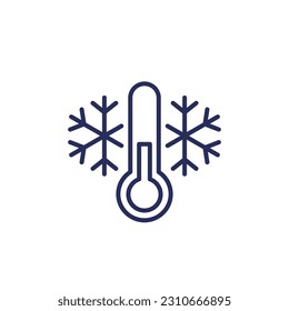 Cold temperature line icon with a thermometer