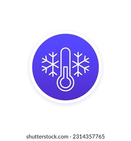 Icono de línea de temperatura fría con termómetro, vector