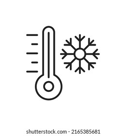 Kälte Temperatur auf dem Thermometer Symbol. Hochwertige schwarze Vektorgrafik.