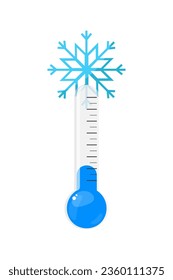Cold temperature thermometer icon. Vector illustration. Flat design.	
