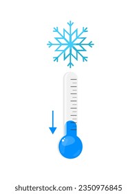 Cold temperature thermometer. Vector illustration.	
