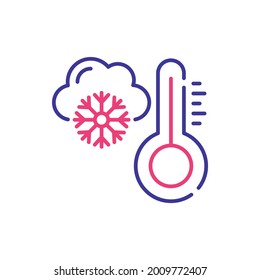 Cold temperature vector 2 colours icon style illustration. EPS 10 file