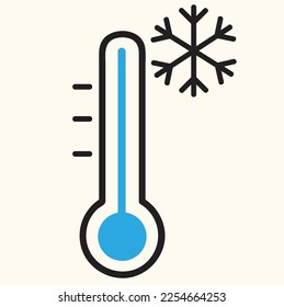 Cold temperature vector icon on white background. Cold weather. Thermometers graphic icon