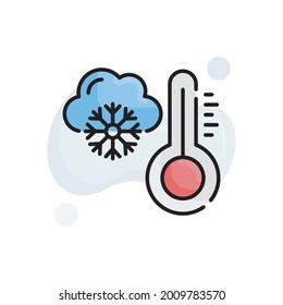 Cold temperature vector outline filled icon style illustration. EPS 10 file symbol