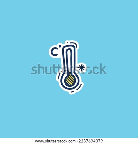 cold temperature weather icon doodle hand drawing outline fill style. low temperature clouds outline doodle weather icon