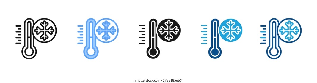 Cold Temperature web icon with multiple style collection