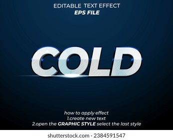 cold text effect, font editable, typography, 3d text. vector template