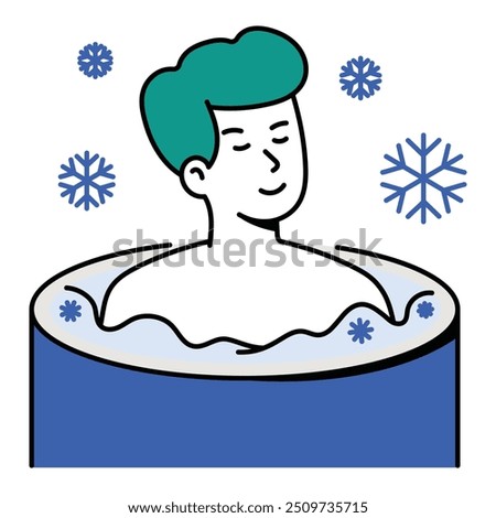 Cold Therapy Icon Design. Represents Cryotherapy, Inflammation, Recovery, Cold Exposure. Vector icon with editable Strokes and Colors.