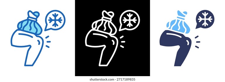 Ilustração de vetor de estilo triplo de ícone da terapia a frio