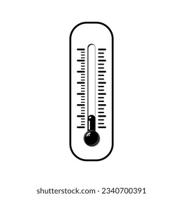 Cold thermometer in black and white style. Temperature weather thermometers meteorology, temp control thermostat device flat vector icon. Medical thermometers