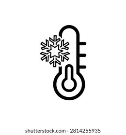 Cold thermometer icon on white background