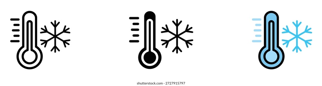 Cold Thermometer icon vector. cold and freezing temperatures symbol. vector illustration.
