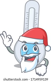 Cold thermometer Santa cartoon character with cute ok finger