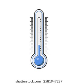Cold thermometer with a snowflakes. Temperature weather thermometers meteorology, temp control thermostat device flat vector icon. Medical thermometers