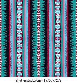 Cold Tribal Vector Seamless Pattern. Gloss Drawn Tile African Background. Red Tie Dye Vintage Print. Marine Carpet Drawing Indonesian Texture. Navajo Fashion Design