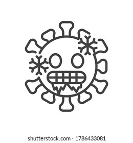 Icono de línea facial de virus frío. signo de estilo lineal para concepto móvil y diseño web. Icono vectorial de contorno emoticono frío frío. Símbolo, ilustración del logotipo. Gráficos vectoriales