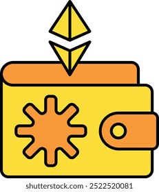 Icono o ilustración de billetera fría para almacenamiento seguro de criptomonedas