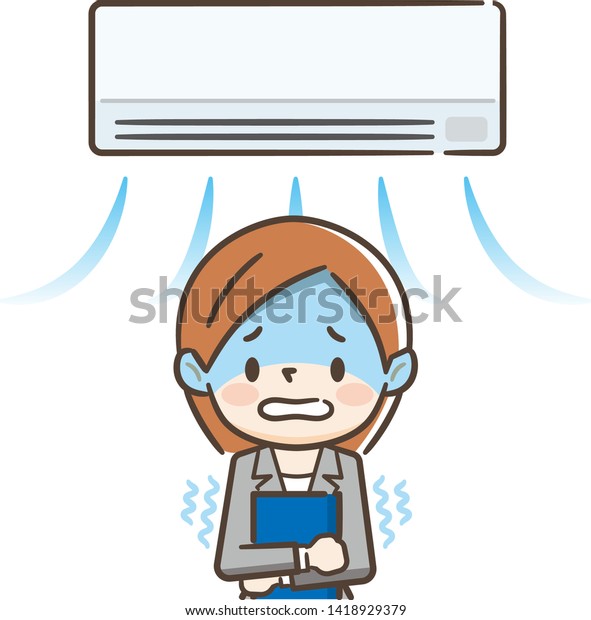 Cold Want Women Air Conditioning Wind Stock Vector Royalty Free 1418929379