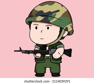 Soldado norteamericano de Guerra Fría de pie con arma ligera M60 Uniforme de guerra de Vietnam
