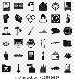 Cold war icons set. Simple style of 36 cold war vector icons for web for any design