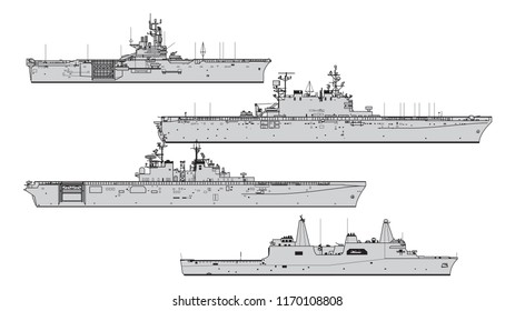 Cold war. US landing ships