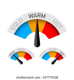 Cold, Warm And Hot Temperature Gauge Vector Illustration