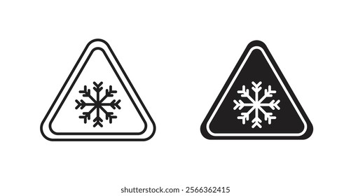 Cold warning signs in line stroke and flat versions
