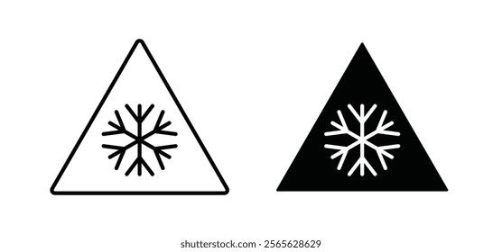 Cold warning signs set in black and white colors
