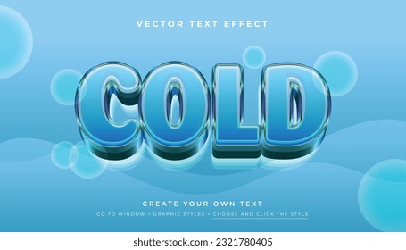 Efecto de texto editable 3D de hielo de agua fría, adecuado para promoción, producto, titular