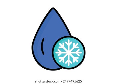 Icono de agua fría. Icono relacionado con la refrigeración. Icono de contorno de color estilo. Elementos de refrigeración Ilustración vectorial