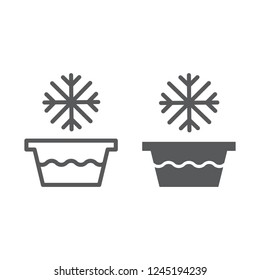 Cold water line and glyph icon, temperature and wash, basin with snowflake sign, vector graphics, a linear pattern on a white background, eps 10.