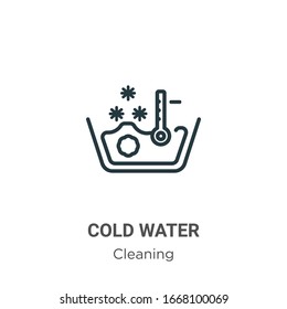 Cold water outline vector icon. Thin line black cold water icon, flat vector simple element illustration from editable cleaning concept isolated stroke on white background
