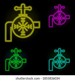 cold water sign neon color set icon. Simple thin line, outline vector of automation icons for ui and ux, website or mobile application
