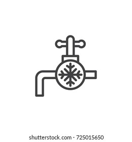Cold water tap line icon, outline vector sign, linear style pictogram isolated on white. Symbol, logo illustration. Editable stroke