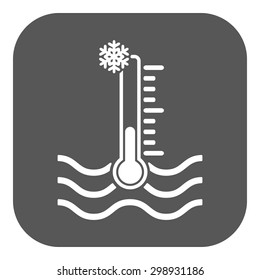 The cold water temperature icon. Icy liquid symbol. Flat Vector illustration. Button