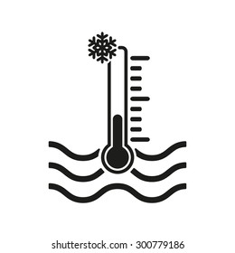 The Cold Water Temperature Icon. Icy Liquid Symbol. Flat Vector Illustration