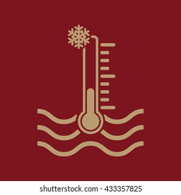 The cold water temperature icon. Icy liquid symbol. Flat Vector illustration