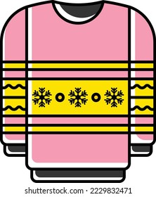 Cold weather costume vector color omission icon design, Winter Season Element symbol, Snowboarding Equipment Sign, extreme sports stock illustration, Seasonal warm wool sweater Concept