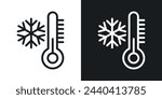 Cold Weather and Freeze Thermometer Icons. Low Temperature Measurement Symbols