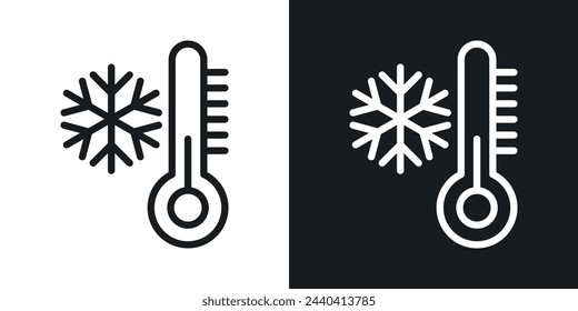 Cold Weather and Freeze Thermometer Icons. Low Temperature Measurement Symbols