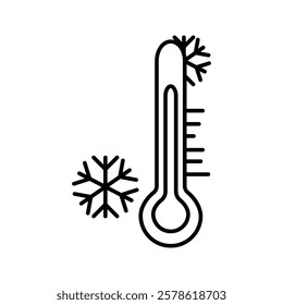 Cold Weather and Freeze Thermometer Icons. Low Temperature Measurement Symbols vector illustration, pictogram isolated on white background. color editable