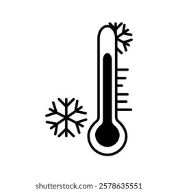 Cold Weather and Freeze Thermometer Icons. Low Temperature Measurement Symbols vector illustration, pictogram isolated on white background. color editable