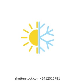  Cold weather icon. hot weather.  Temperature sign sun and snowflake icon 
