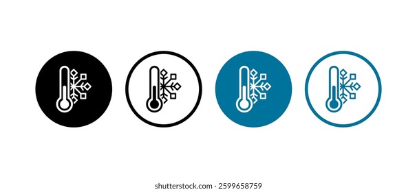 Cold weather icon set. Temperature with snow in flat style concept.