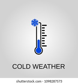 Cold weather icon. Cold weather symbol. Flat design. Stock - Vector illustration