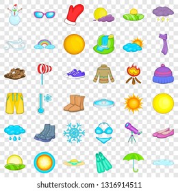 Cold weather icons set. Cartoon style of 36 cold weather vector icons for web for any design