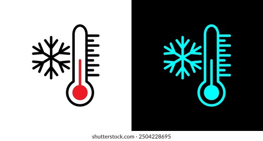 Clima frío e ícono de baja temperatura. Icono del termómetro de congelación símbolo de temperatura fría.